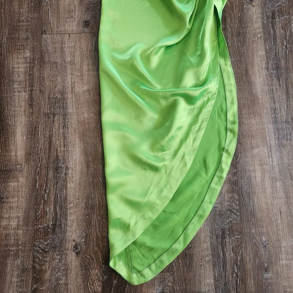 Retrofete Maria Dress in Lime Punch Green Rhinestone Neckline Open Back Small - Picture 6 of 12